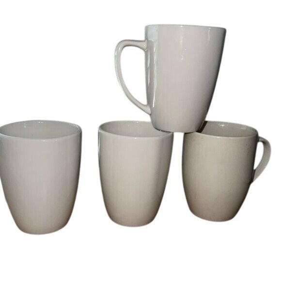 Gibson Home White Porcelain Mugs Set Of 4 Dishwasher Microwave & Oven Safe - Picture 1 of 5